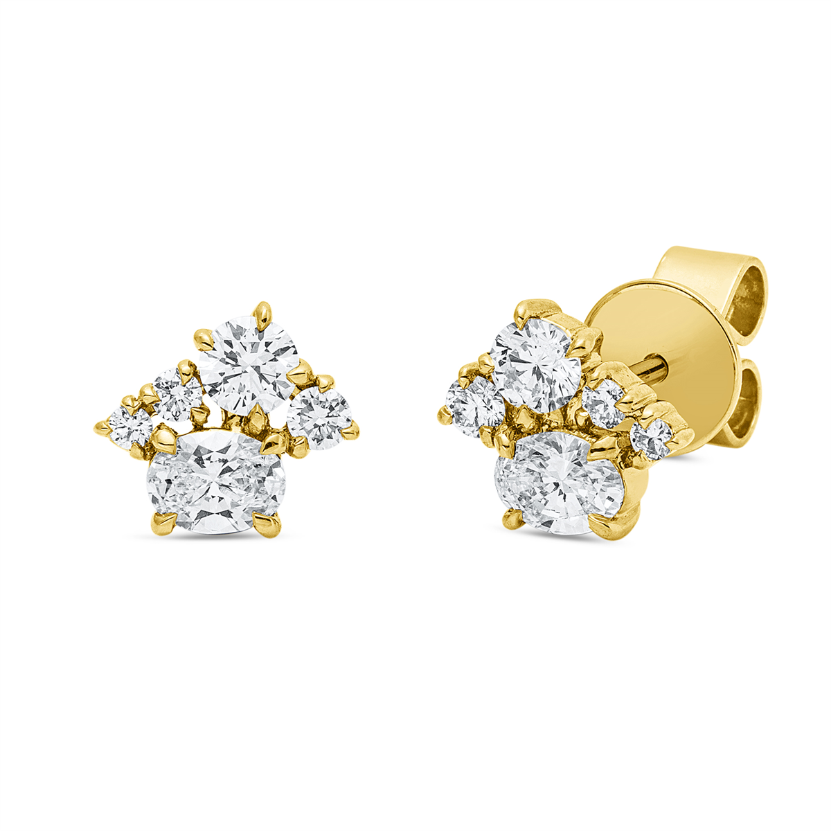 diamond full cut  modern woman studs in yellow gold
