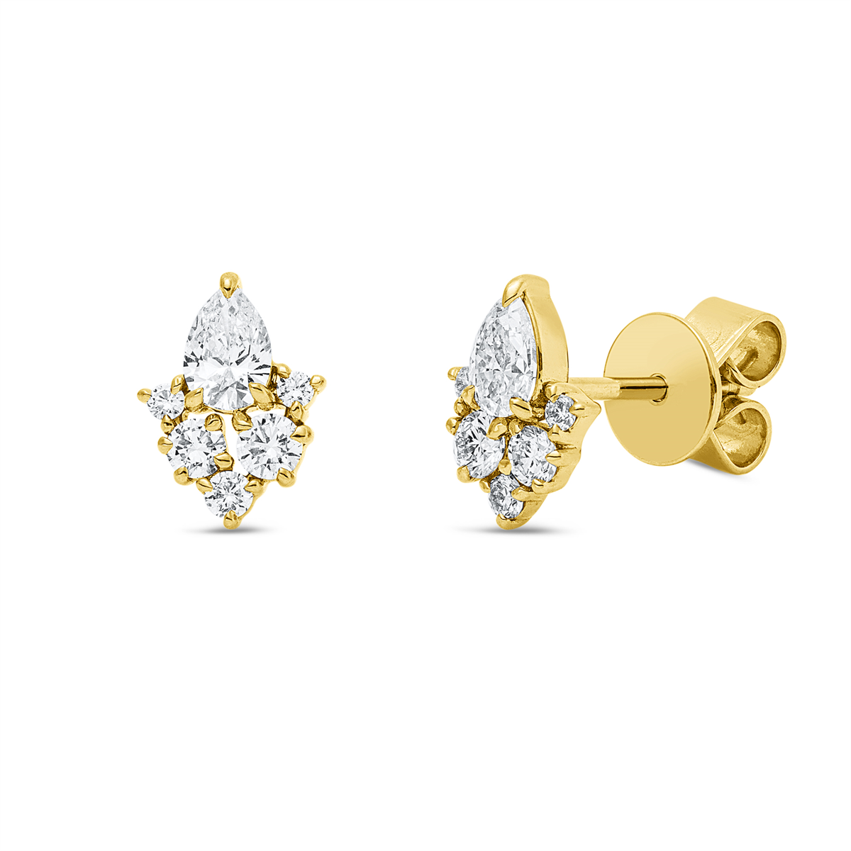 diamond full cut  modern woman studs in yellow gold