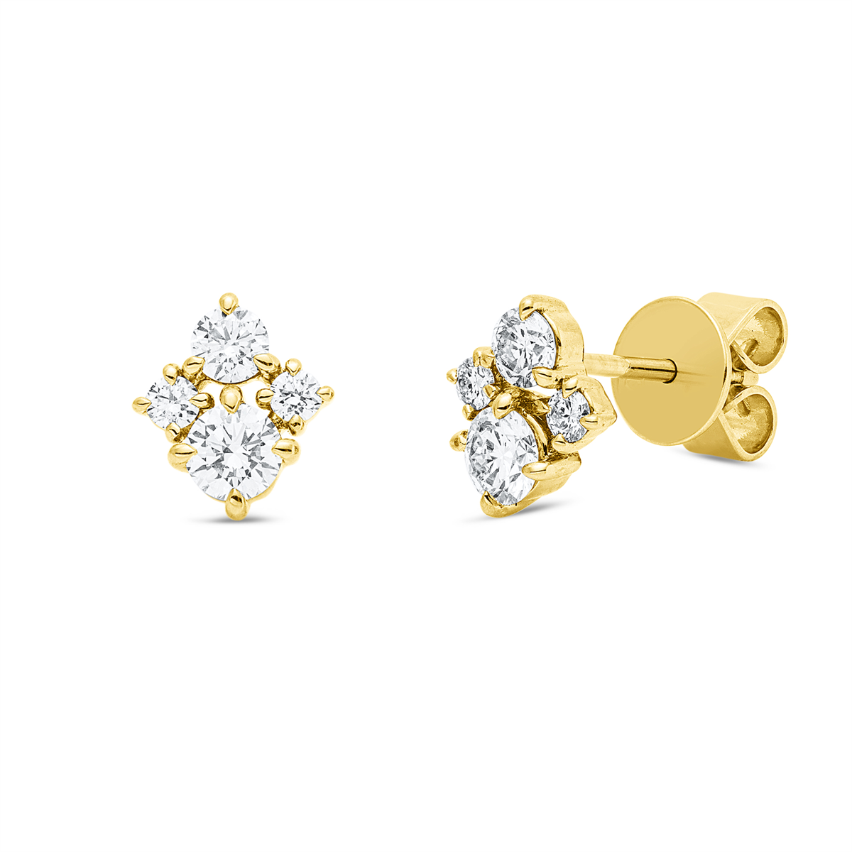 diamond full cut  modern woman studs in yellow gold