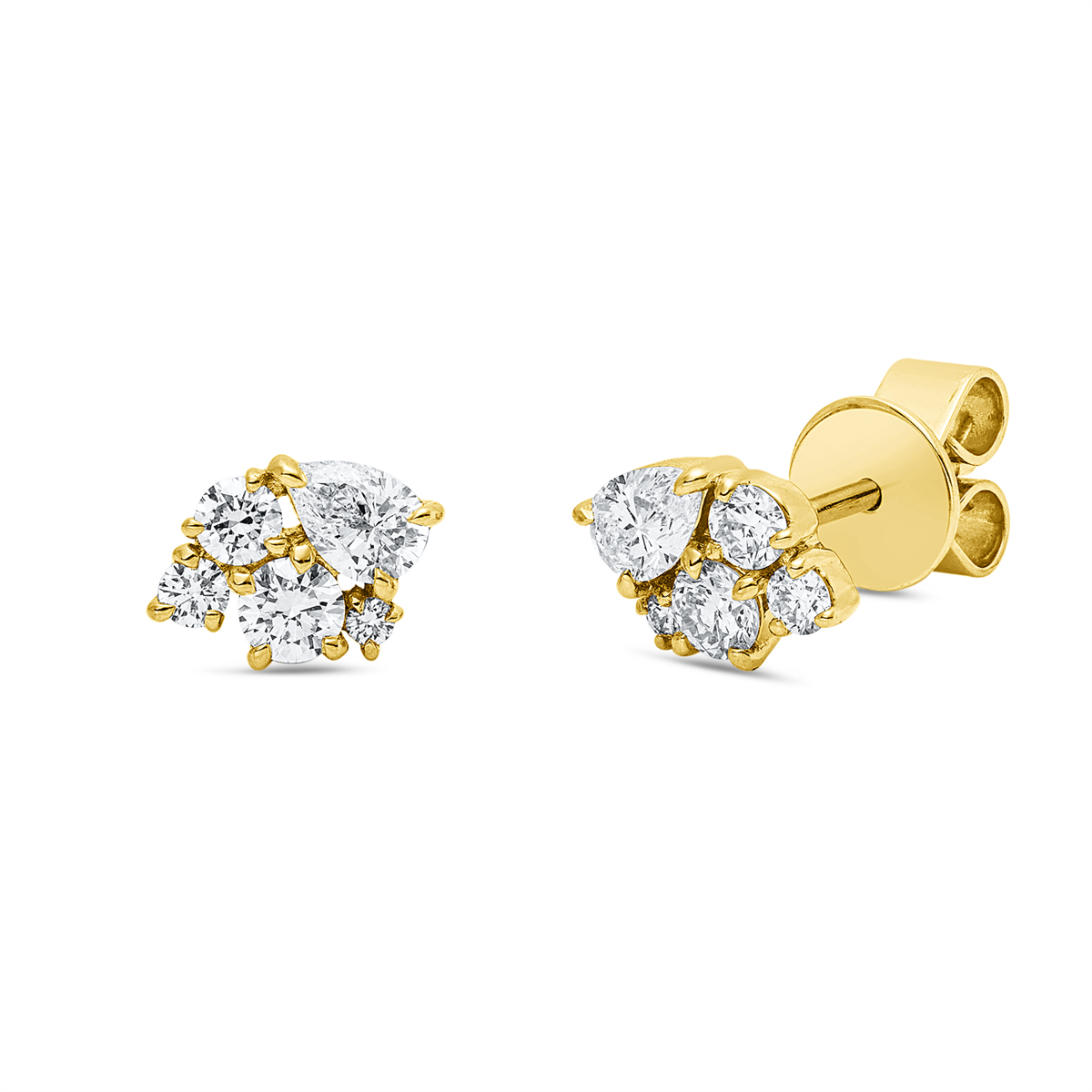 diamond full cut  modern woman studs in yellow gold