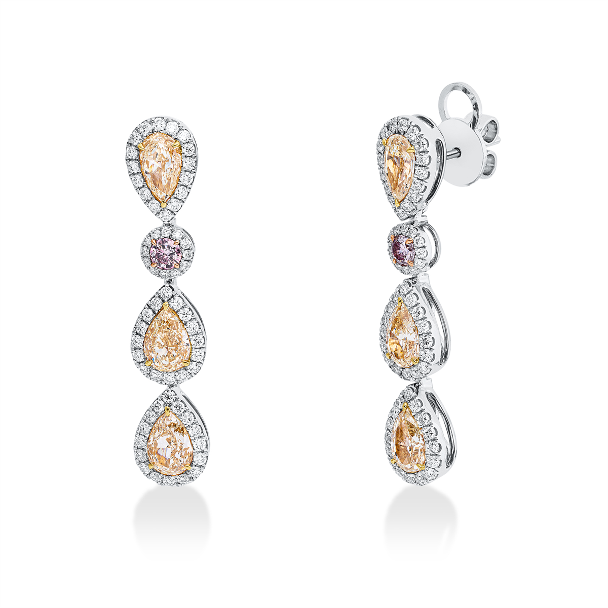 diamond full cut  fancy colored diamond earrings in whitegold /yellowgold /redgold