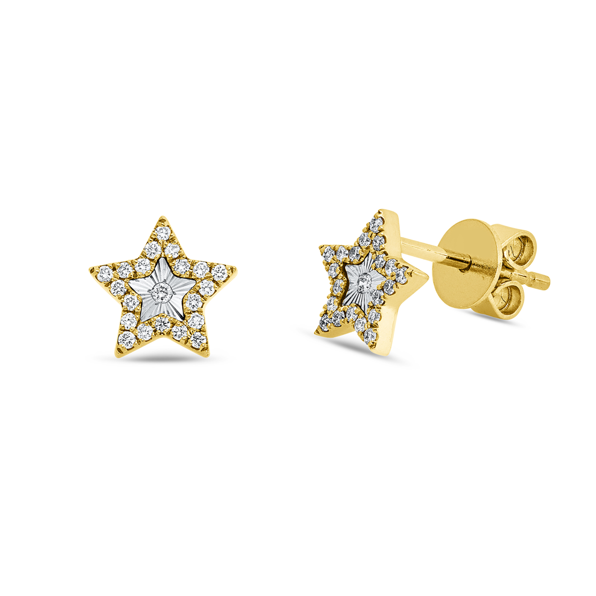 diamond full cut  modern woman studs in yellow gold / white gold
