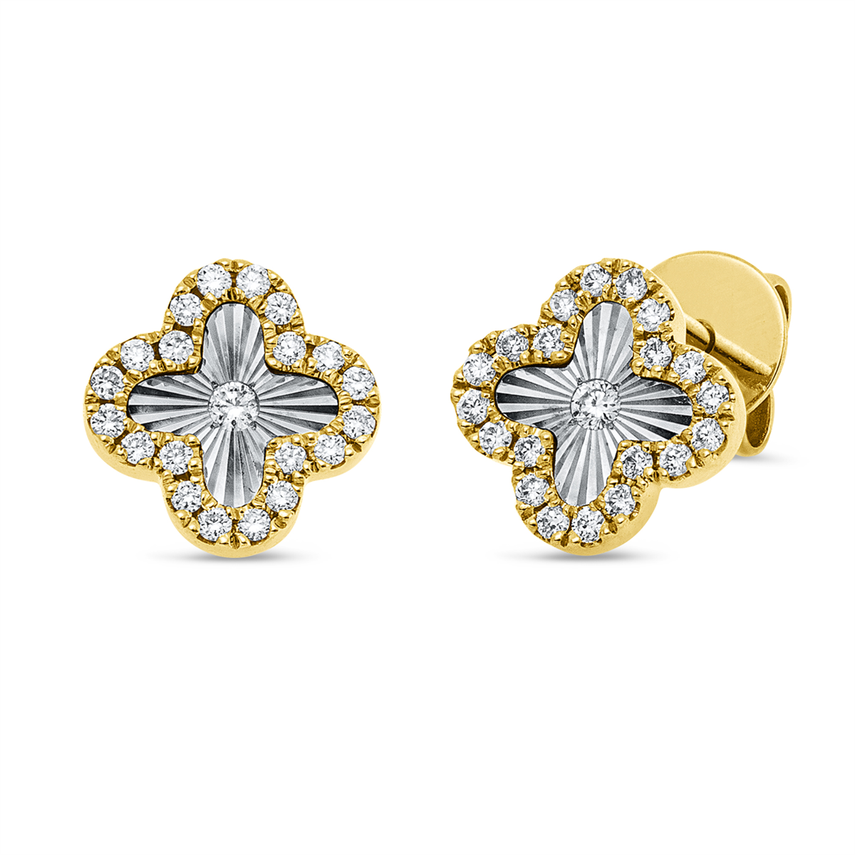 diamond full cut  modern woman studs in yellow gold / white gold