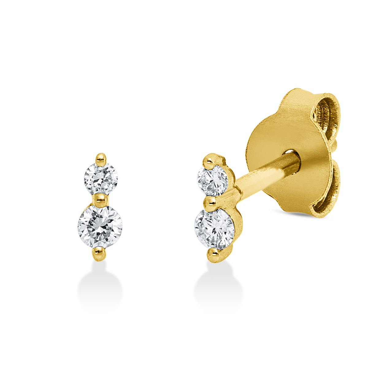 diamond full cut  modern woman studs in yellow gold