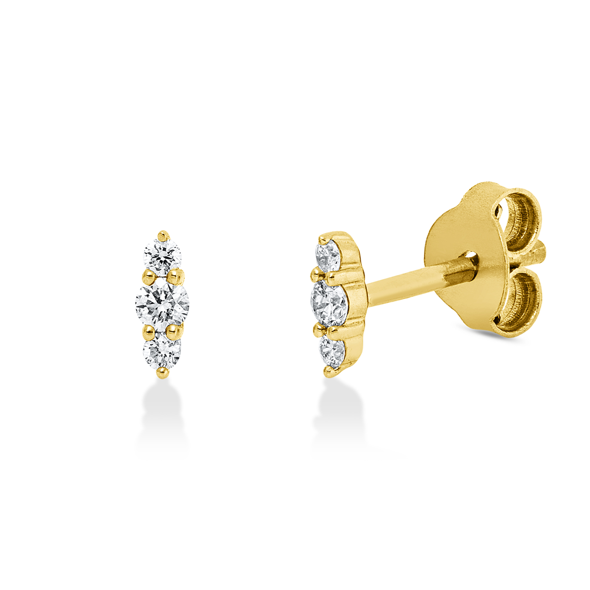 diamond full cut  modern woman studs in yellow gold