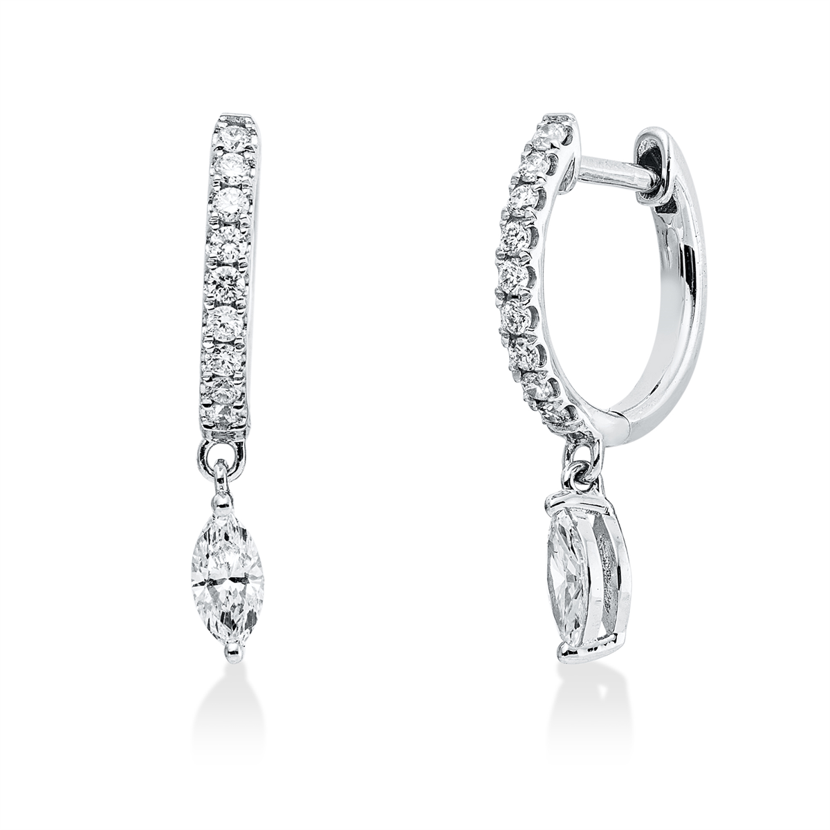 diamond full cut  multi-stone earrings in white gold