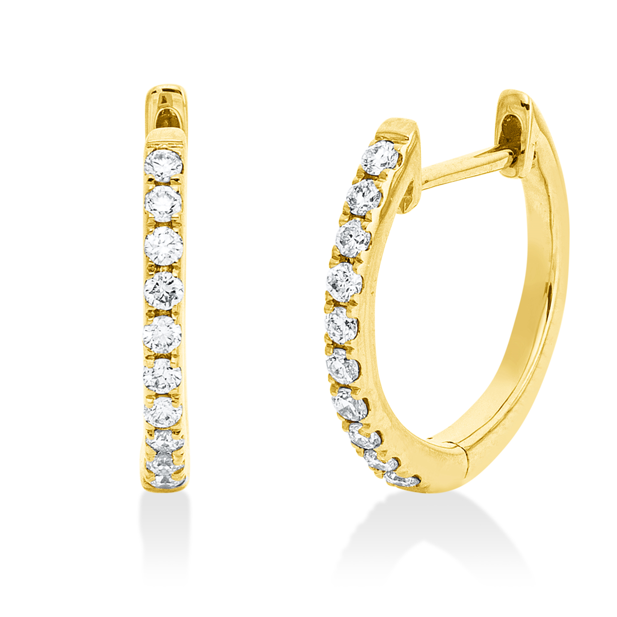 diamond full cut  multi-stone hoops & huggies in yellow gold