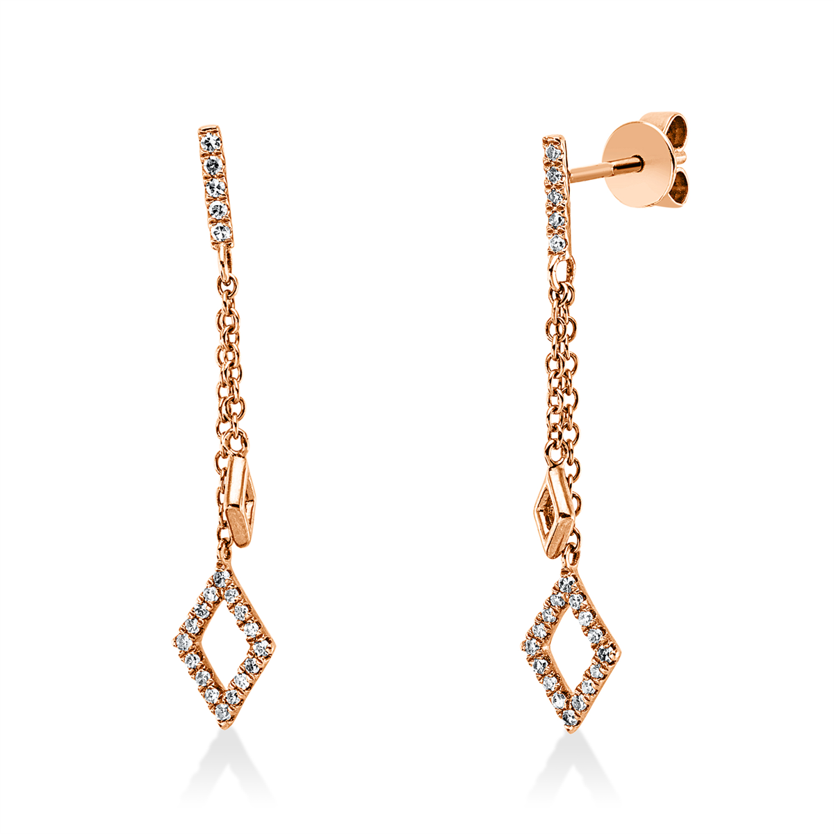 diamond single cut  modern woman earrings in red gold