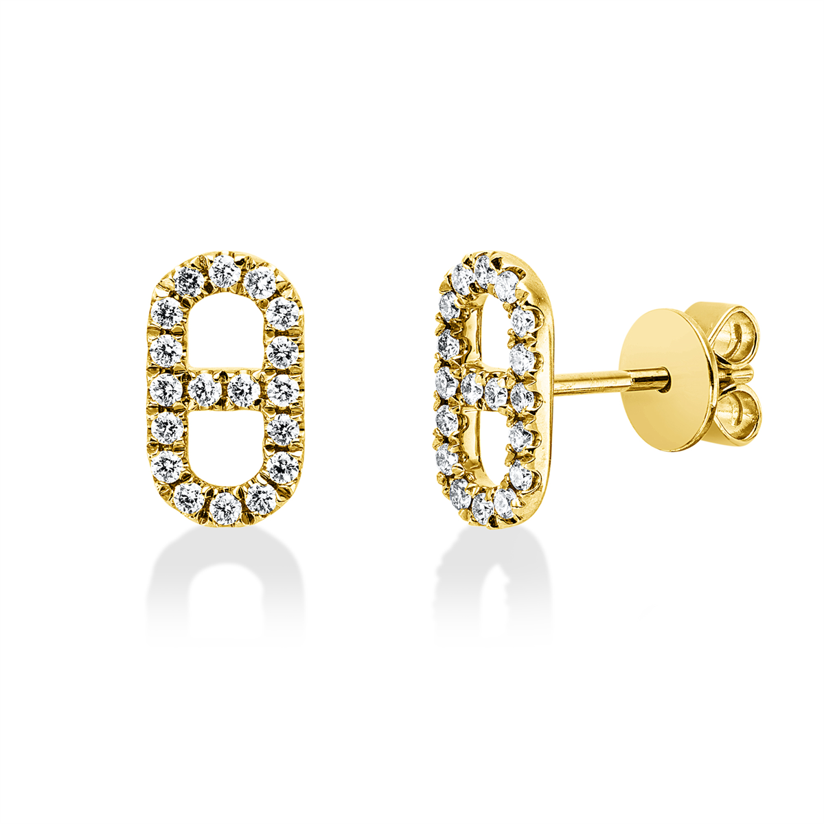 diamond full cut  modern woman studs in yellow gold
