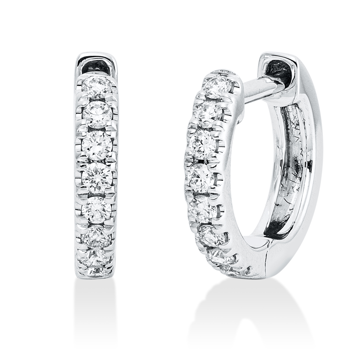 diamond full cut  modern woman hoops & huggies in white gold