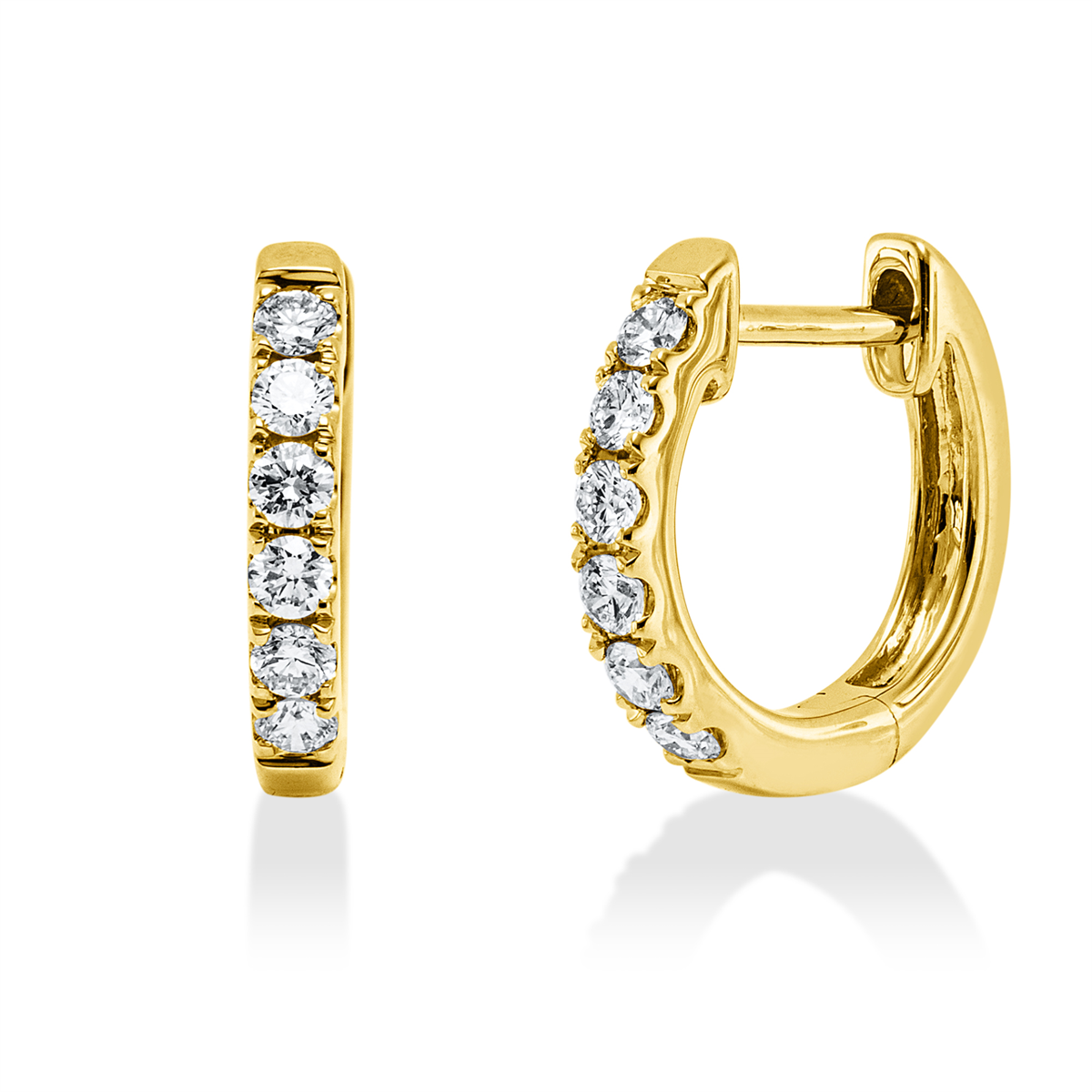 diamond full cut  multi-stone hoops & huggies in yellow gold