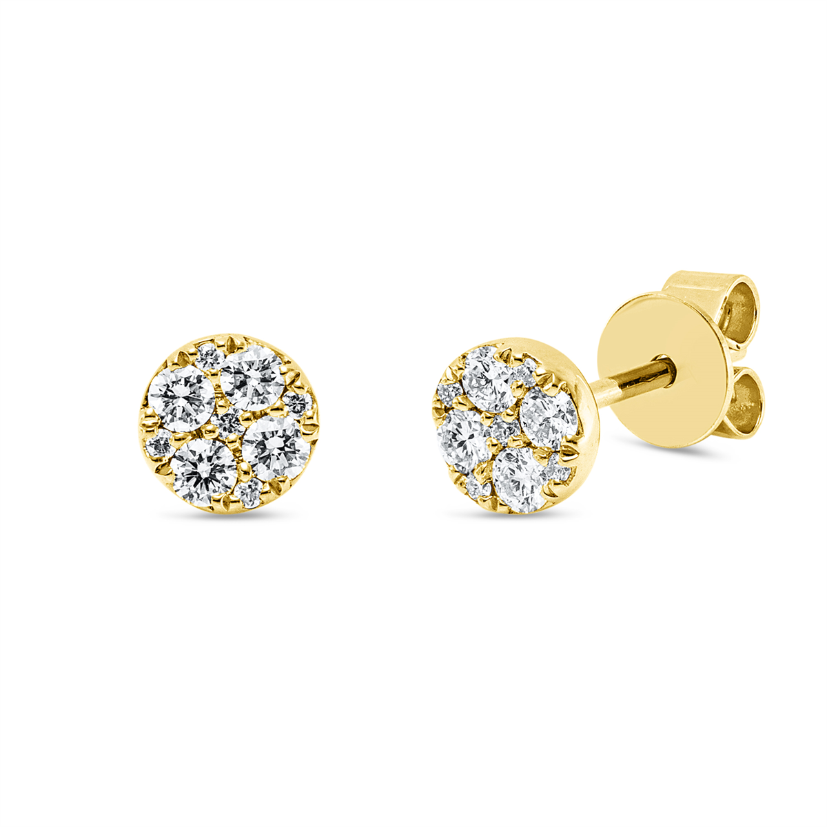 diamond full cut  illusion classic earrings in yellow gold
