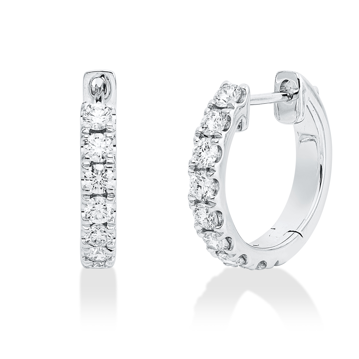 diamond full cut  modern woman hoops & huggies in white gold