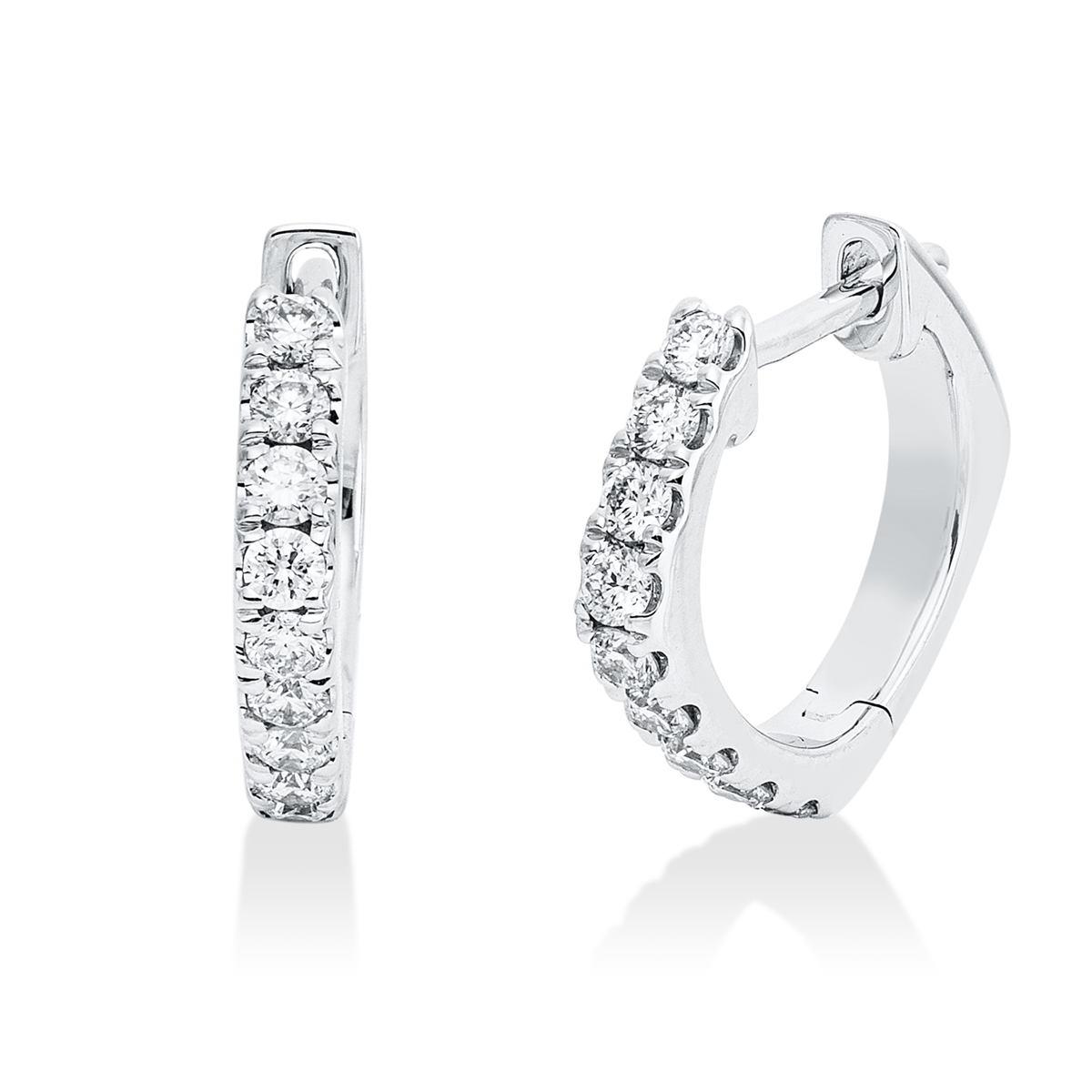 diamond full cut  modern woman hoops & huggies in white gold