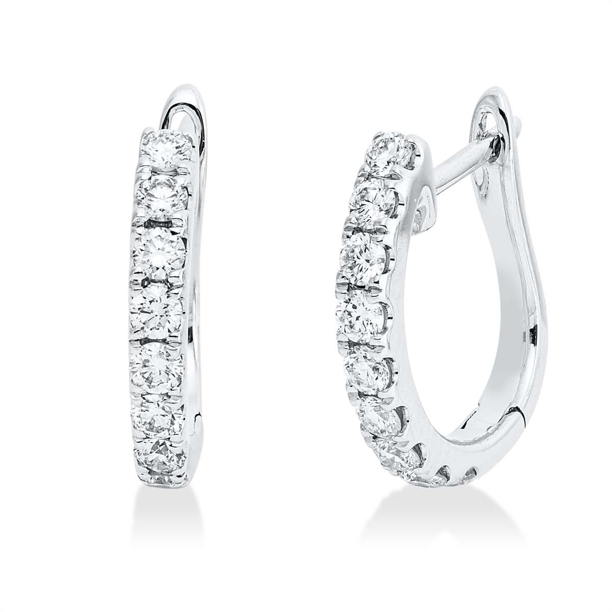 diamond full cut  modern woman hoops & huggies in white gold