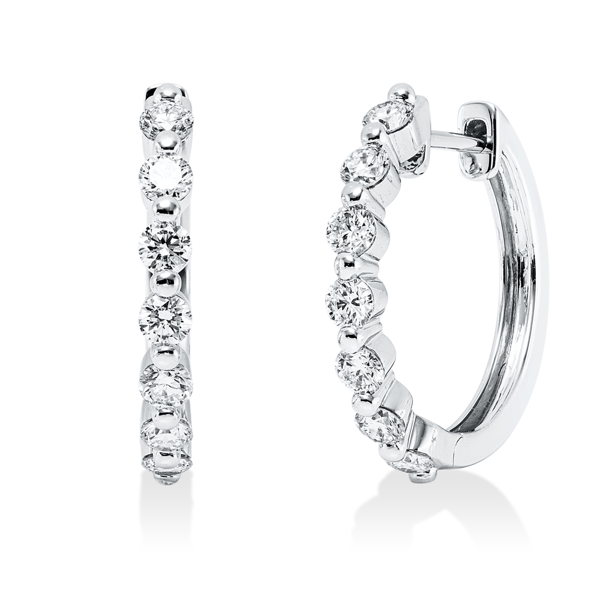 diamond full cut  multi-stone hoops & huggies in white gold