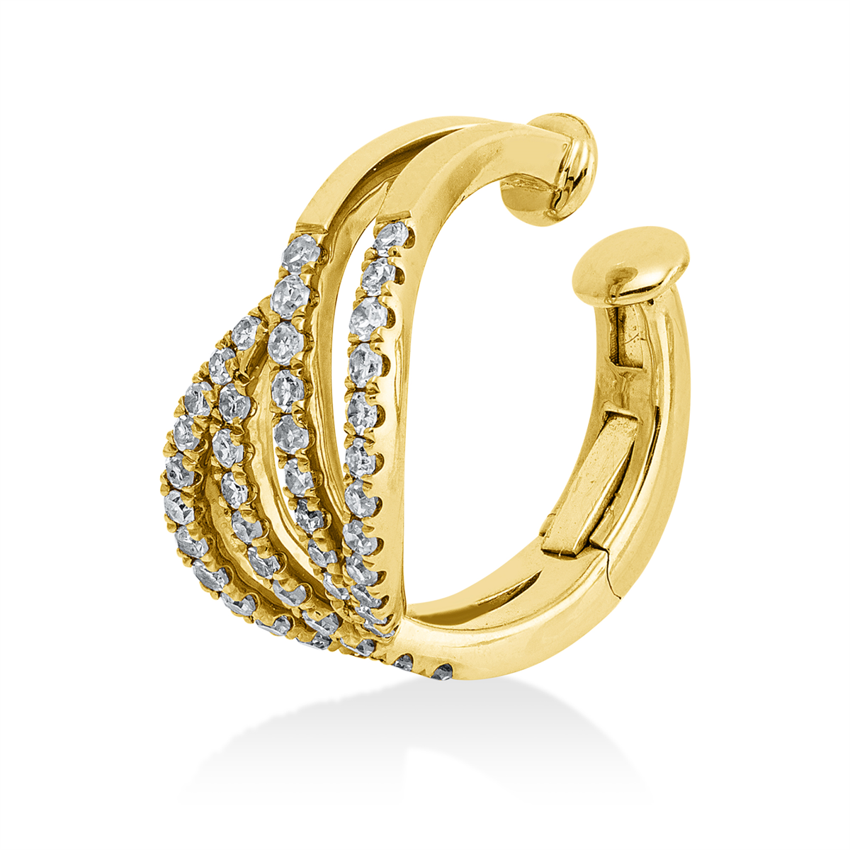 diamond single cut  modern woman hoops & huggies in yellow gold / white gold