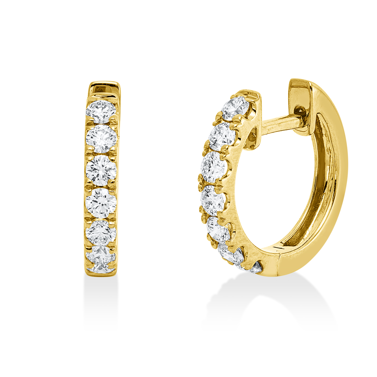 diamond full cut  multi-stone hoops & huggies in yellow gold