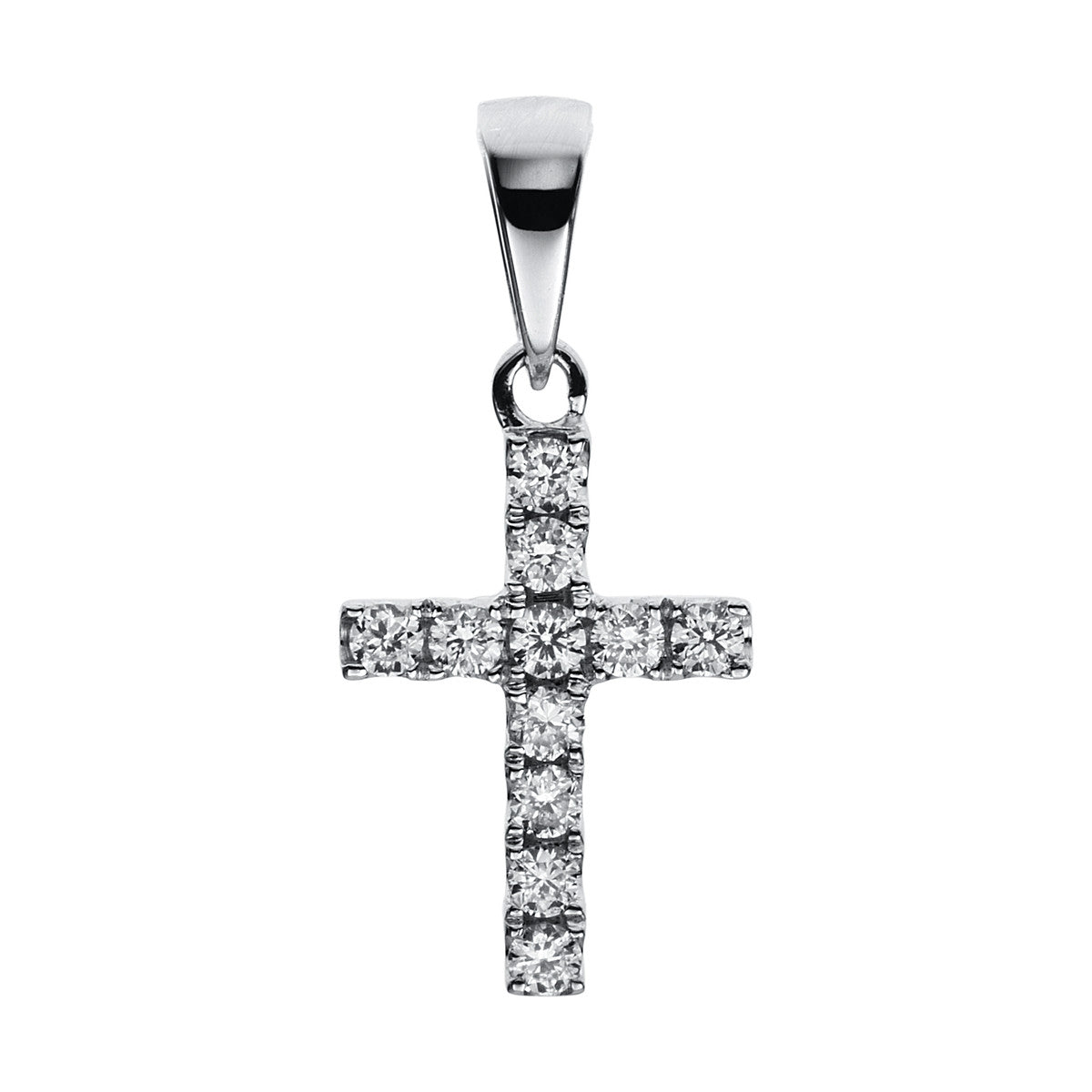 diamond full cut  cross pendant in white gold