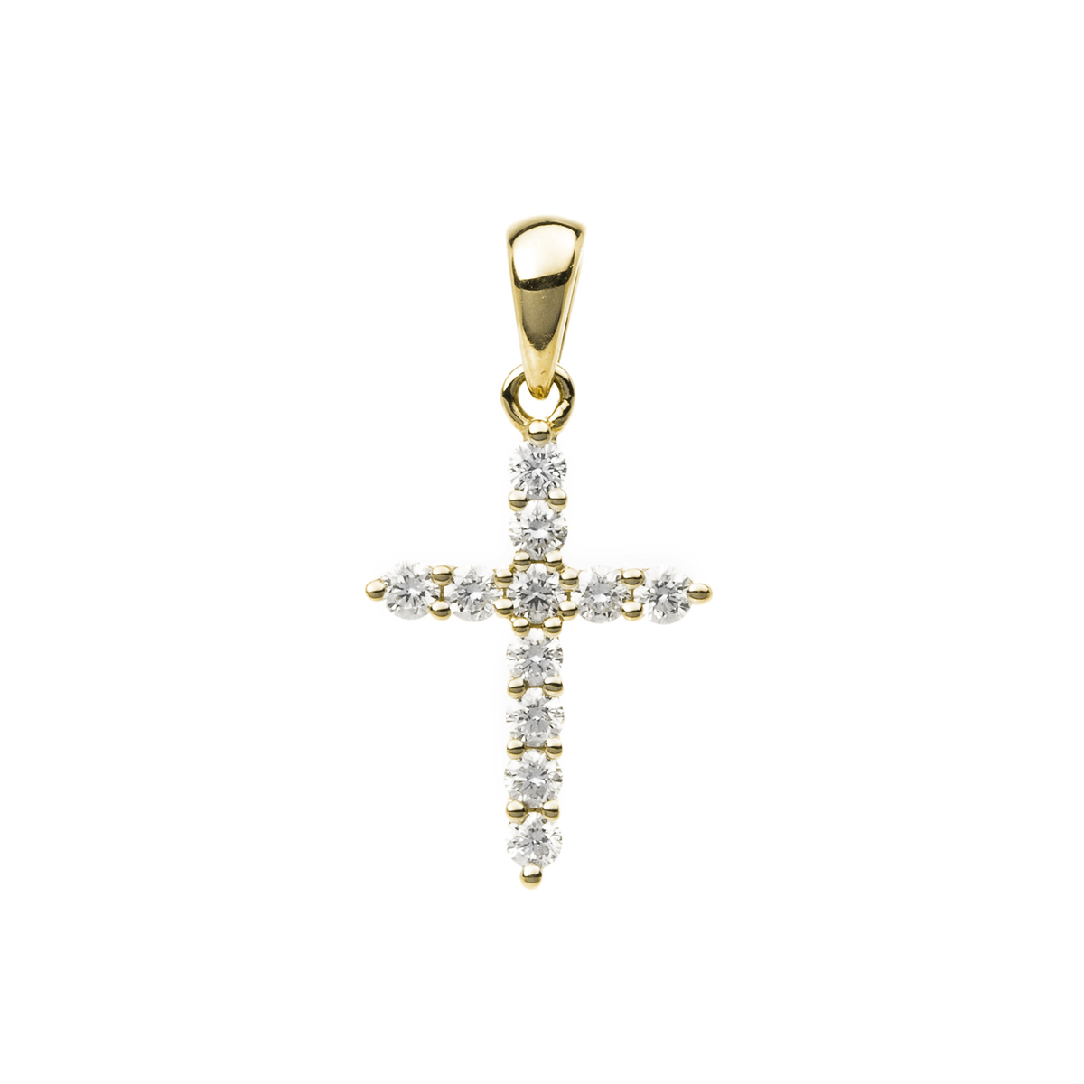 diamond full cut  cross pendant in yellow gold