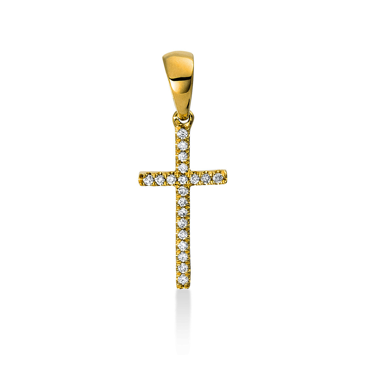 diamond full cut  cross pendant in yellow gold