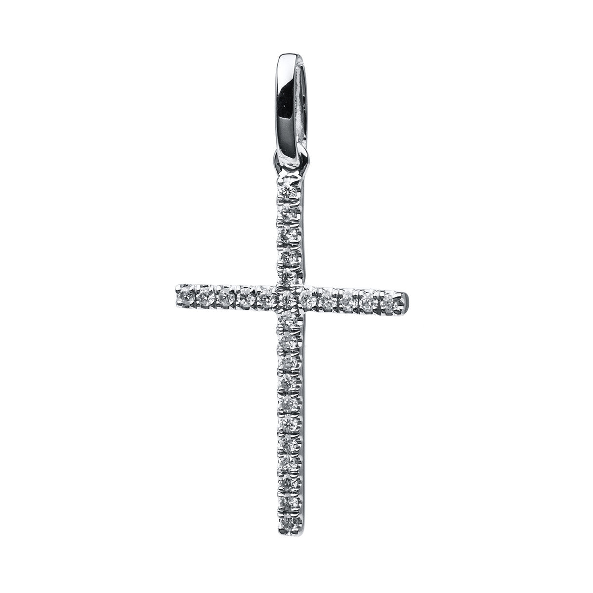 diamond full cut  cross pendant in white gold
