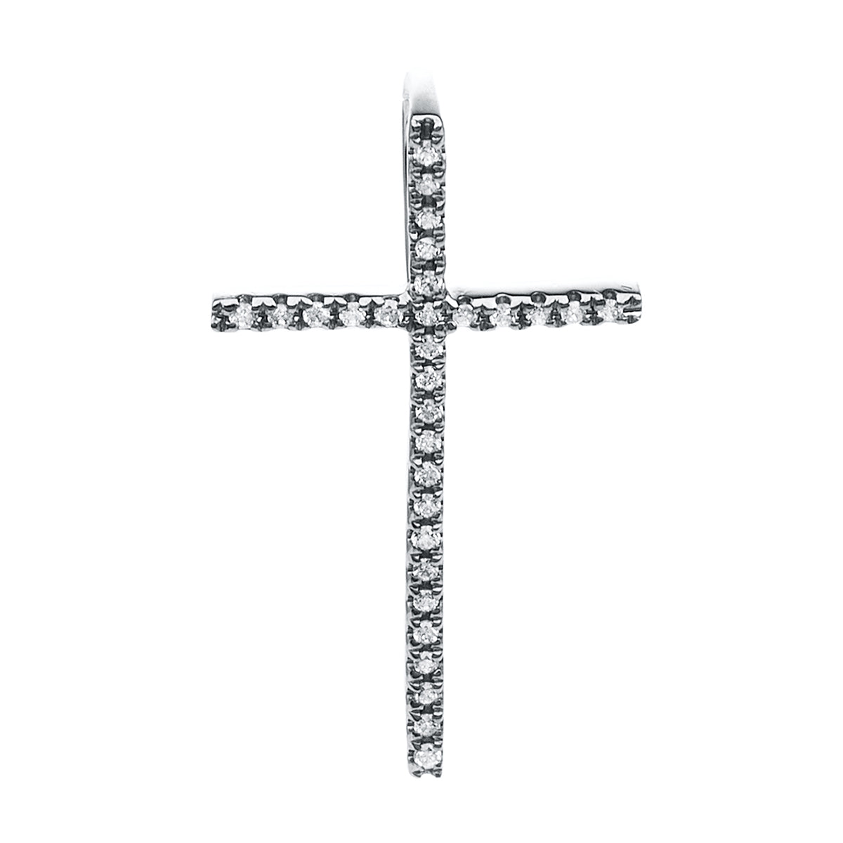 diamond full cut  cross pendant in white gold