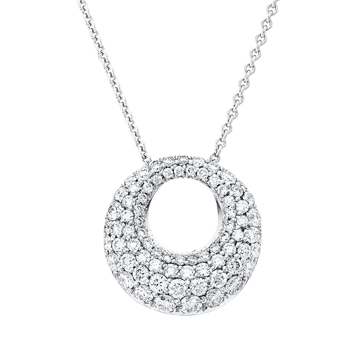 diamond full cut  pavé pendant in white gold