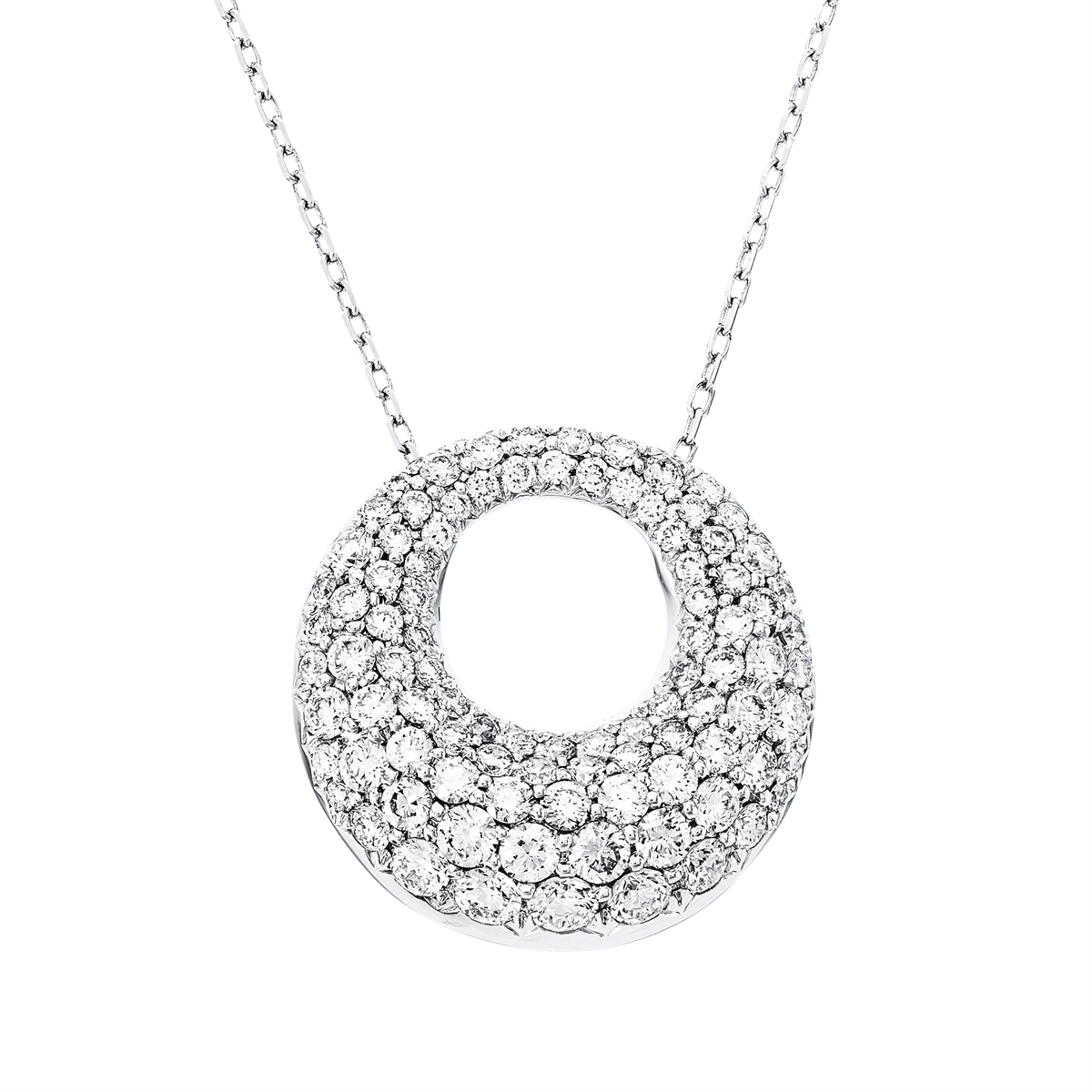 diamond full cut  pavé pendant in white gold