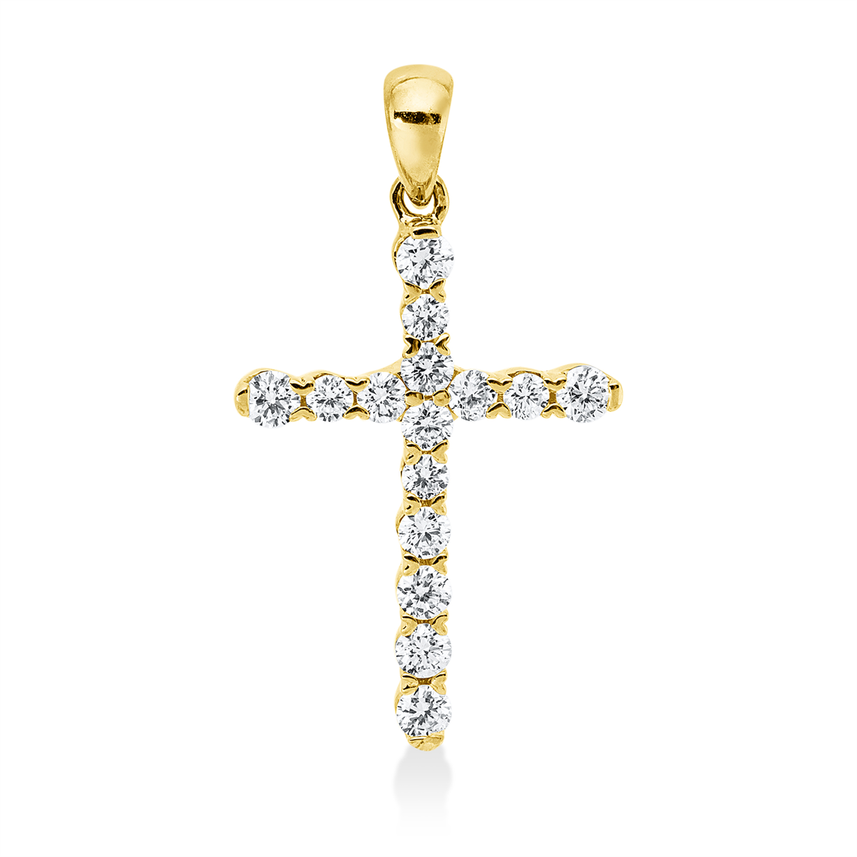 diamond full cut  cross pendant in yellow gold