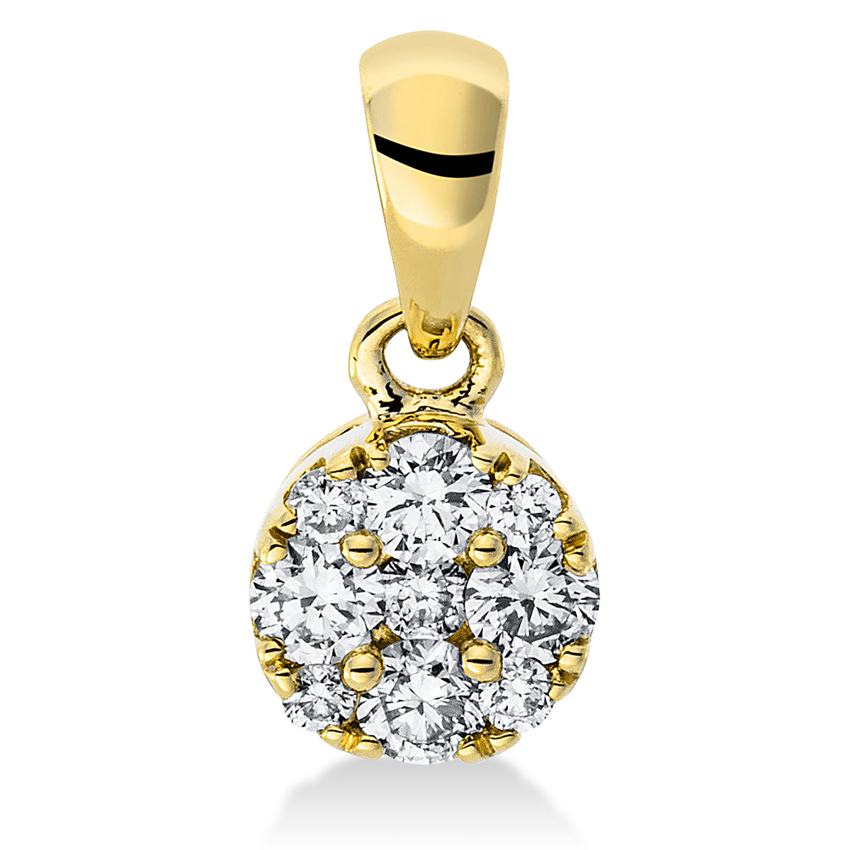 diamond full cut  illusion classic pendant in yellow gold