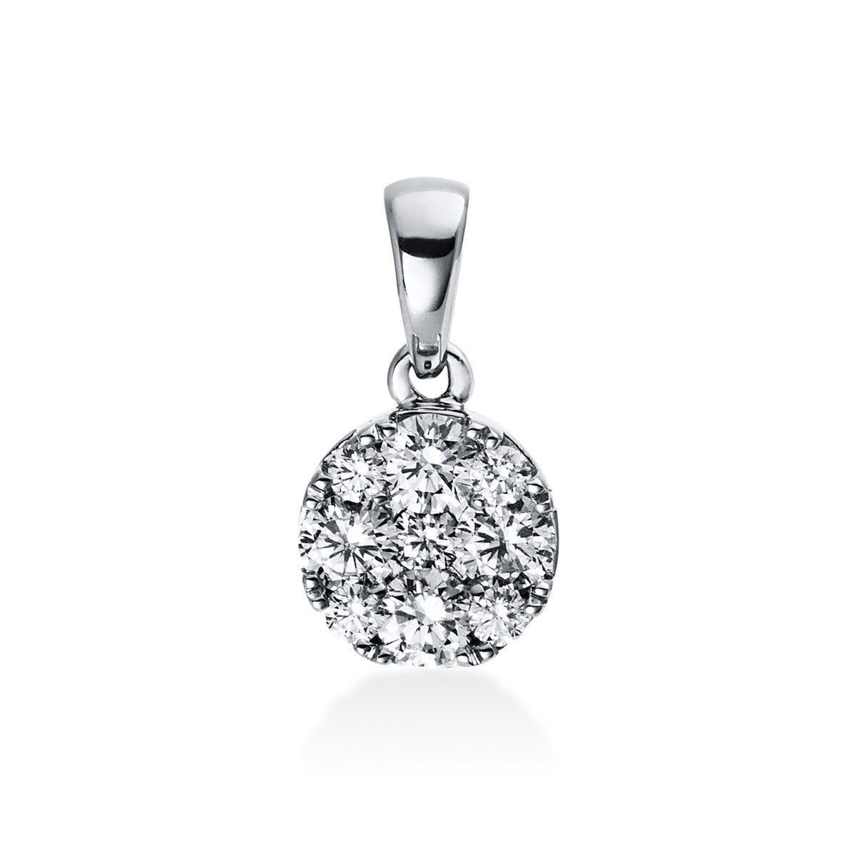 diamond full cut  illusion classic pendant in white gold