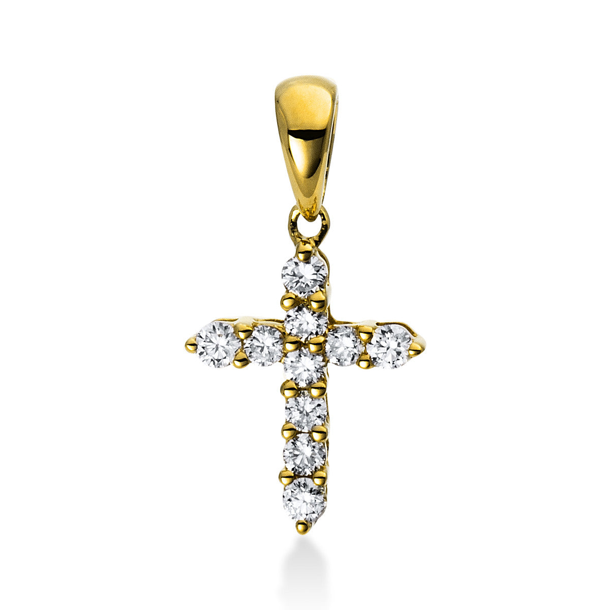 diamond full cut  cross pendant in yellow gold