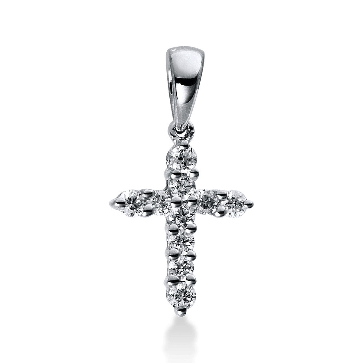 diamond full cut  cross pendant in white gold