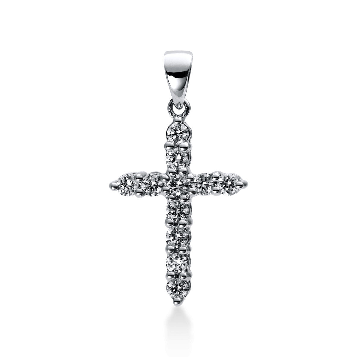 diamond full cut  cross pendant in white gold