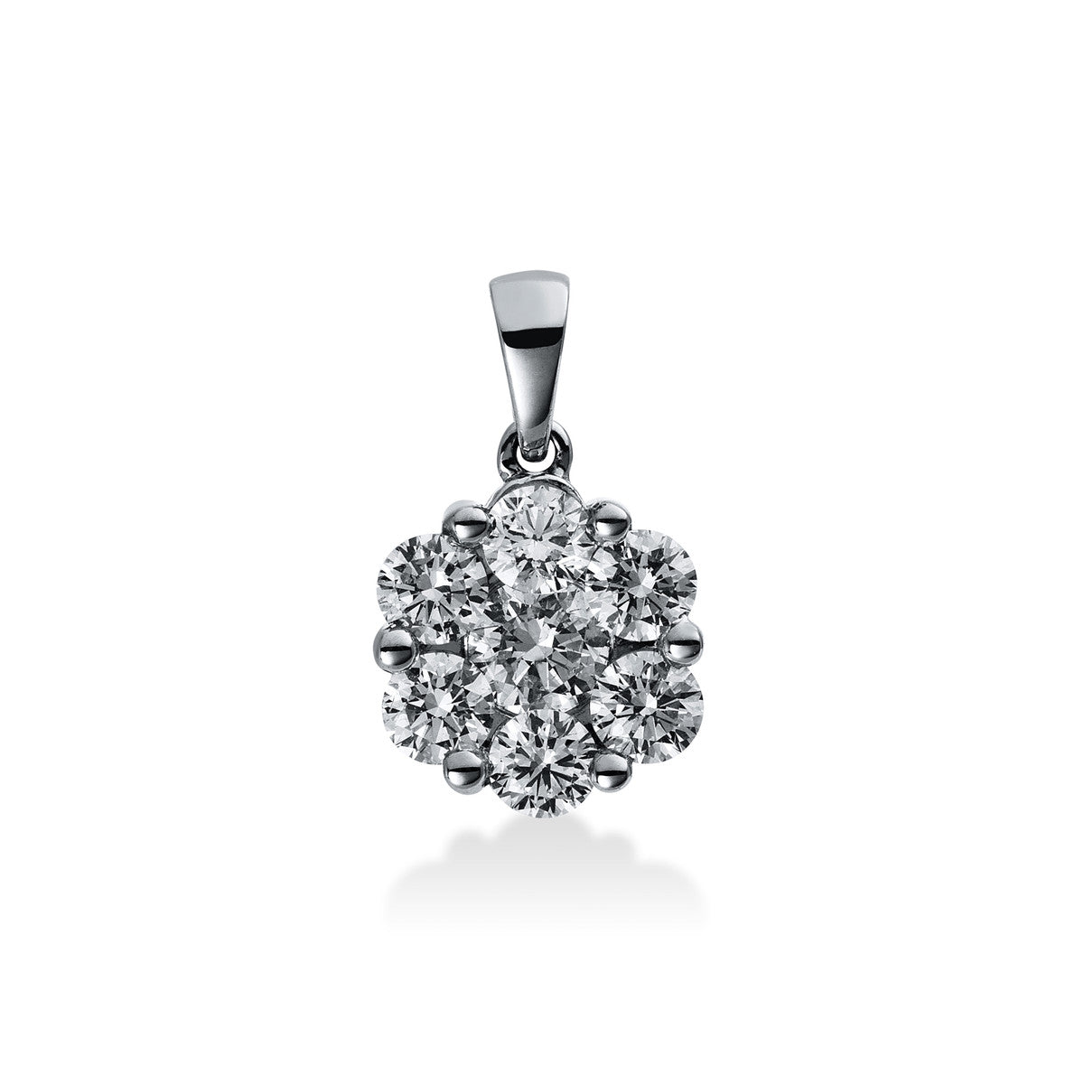 diamond full cut  illusion classic pendant in white gold