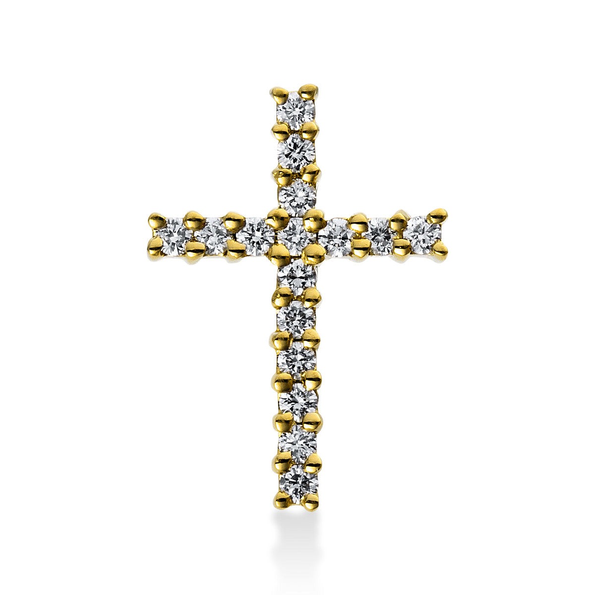 diamond full cut  cross pendant in yellow gold