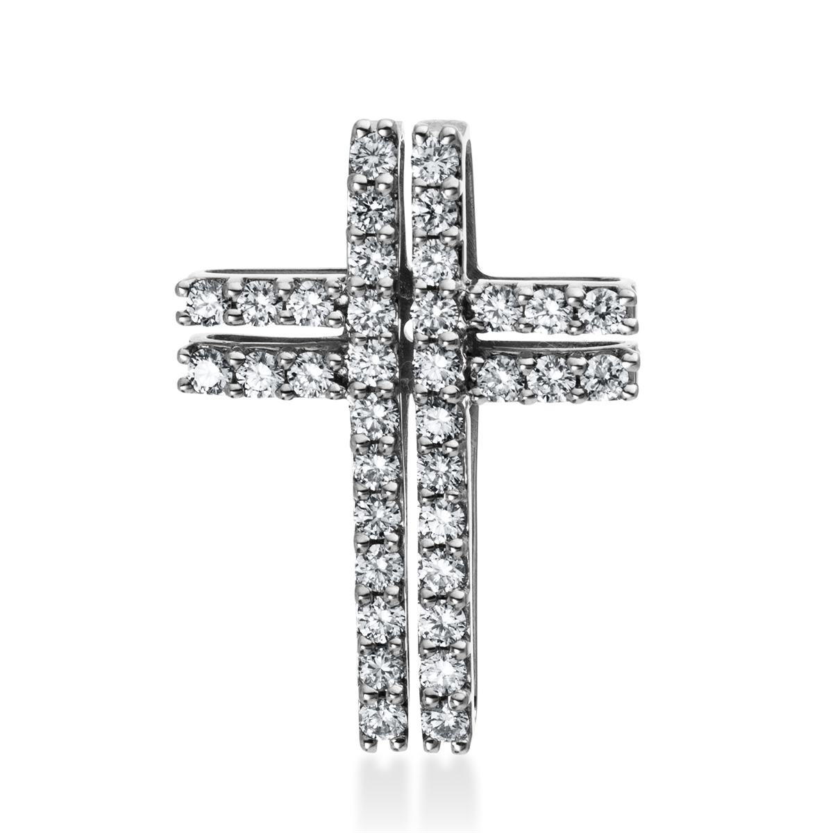 diamond full cut  cross pendant in white gold