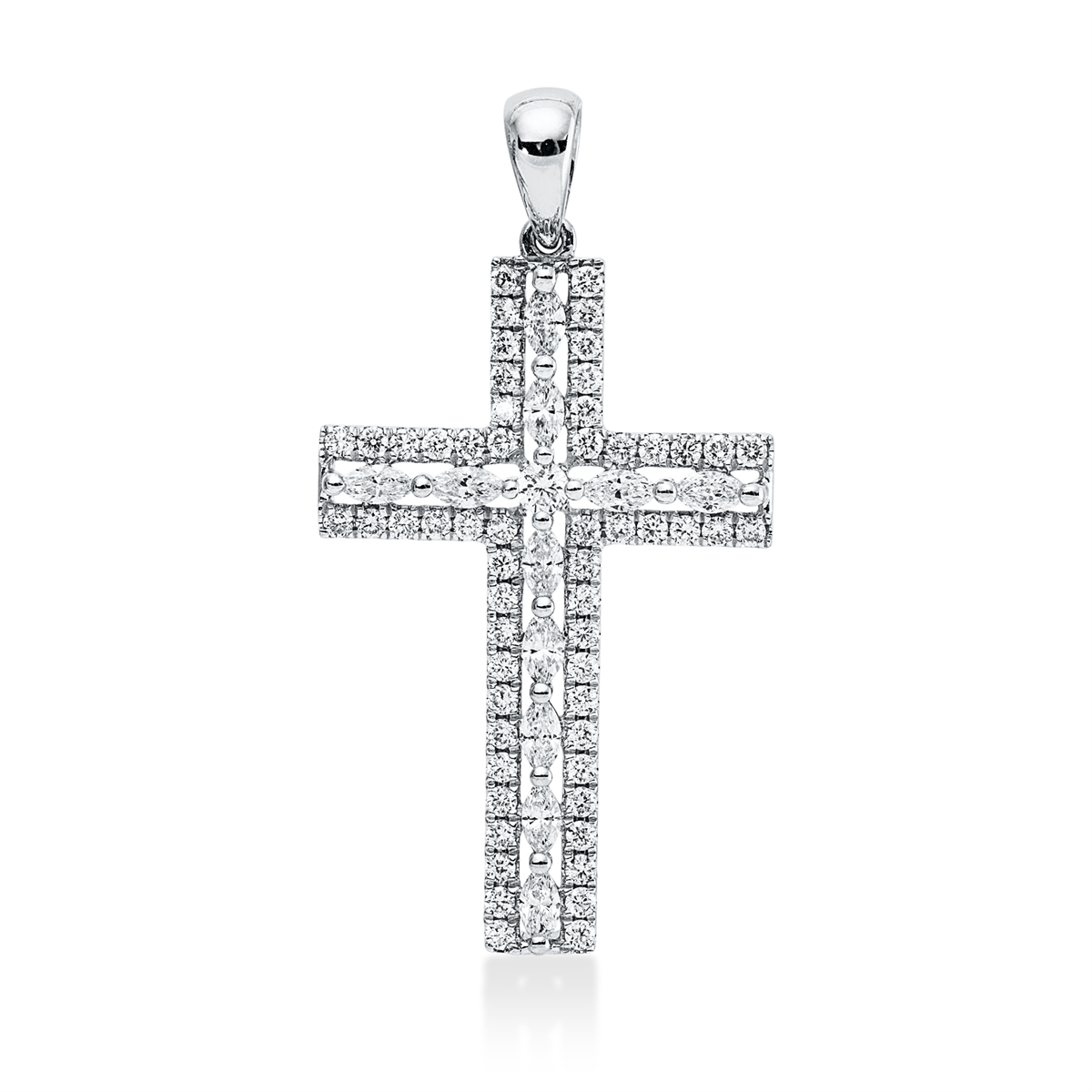 diamond full cut  cross pendant in white gold