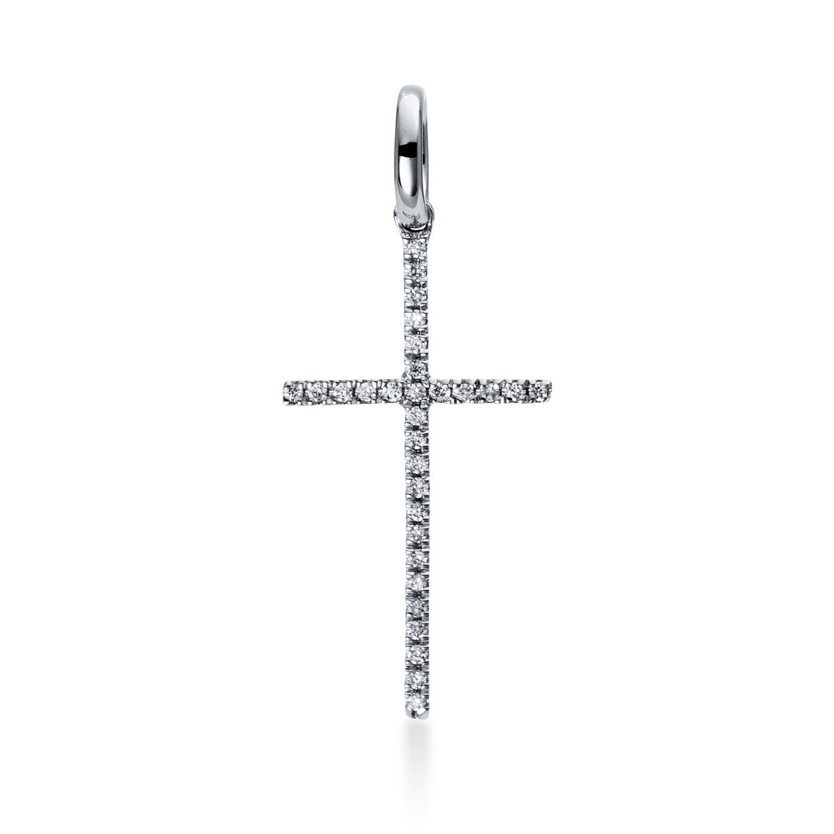 diamond full cut  cross pendant in white gold