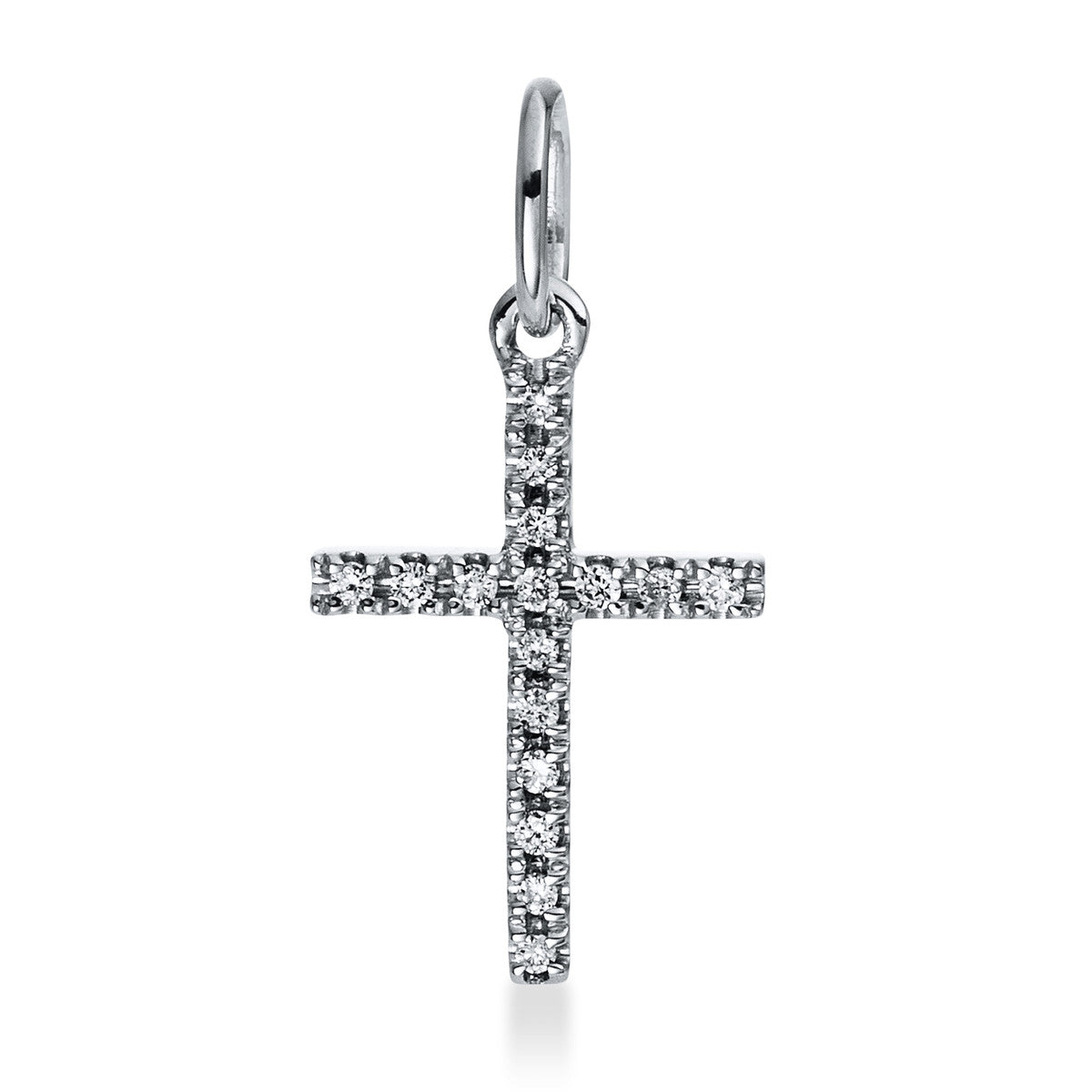 diamond full cut  cross pendant in white gold
