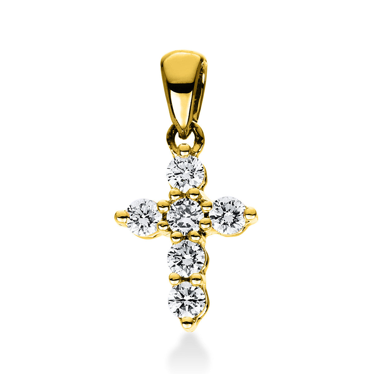 diamond full cut  cross pendant in yellow gold