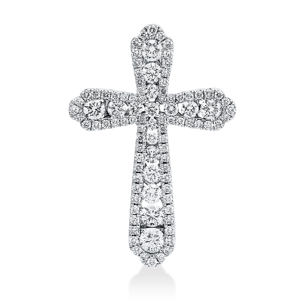 diamond full cut  cross pendant in white gold