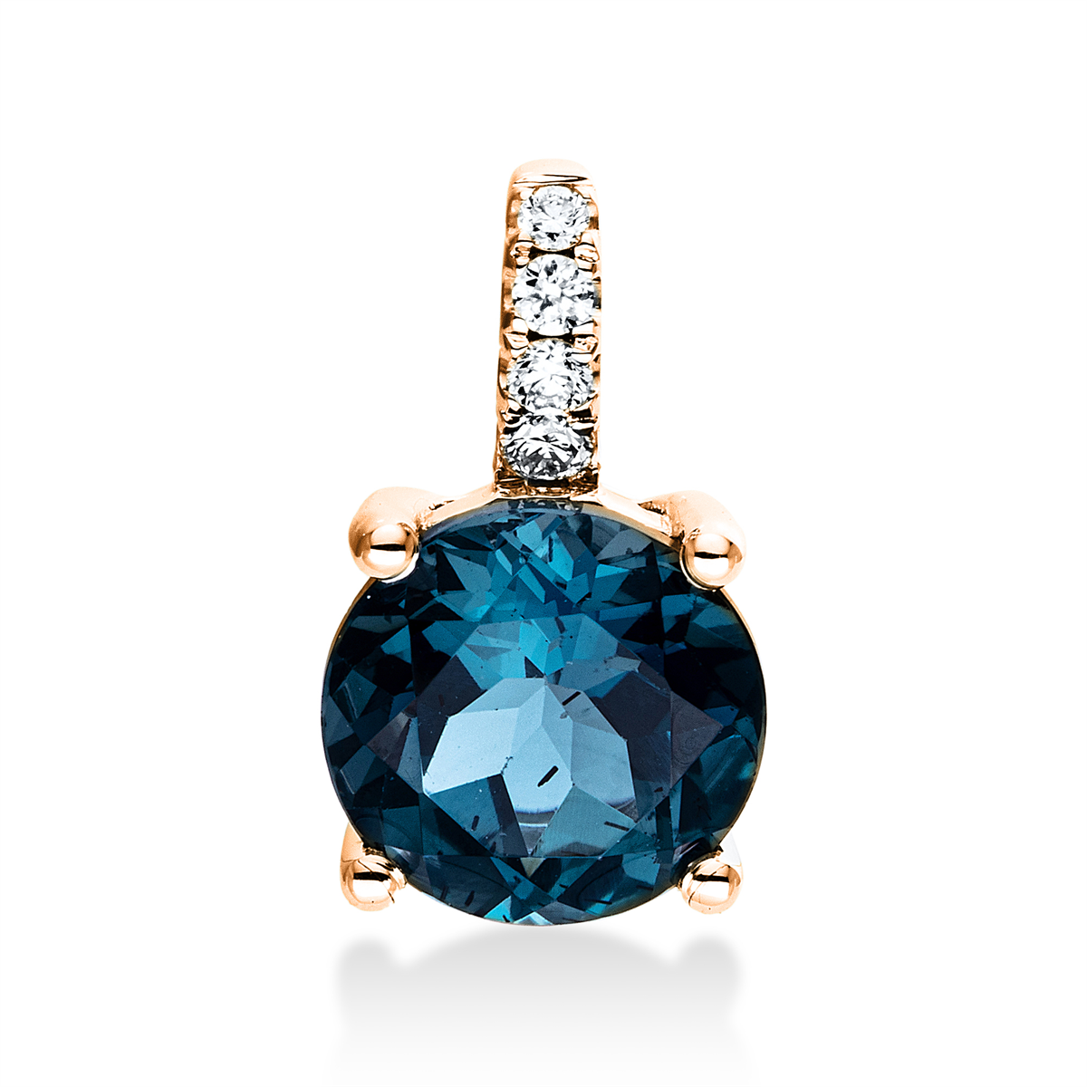 diamond full cut topaz colored stone classic pendant in red gold