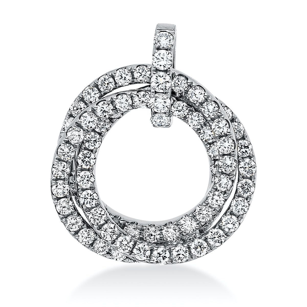 diamond full cut  pavé pendant in white gold