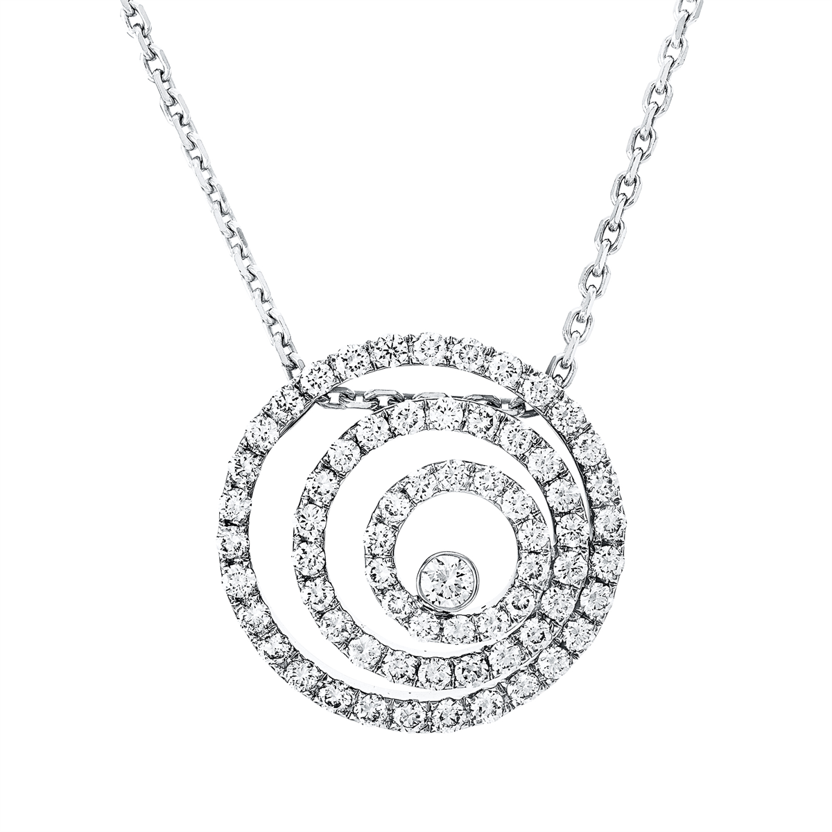 diamond full cut  modern woman pendant in white gold