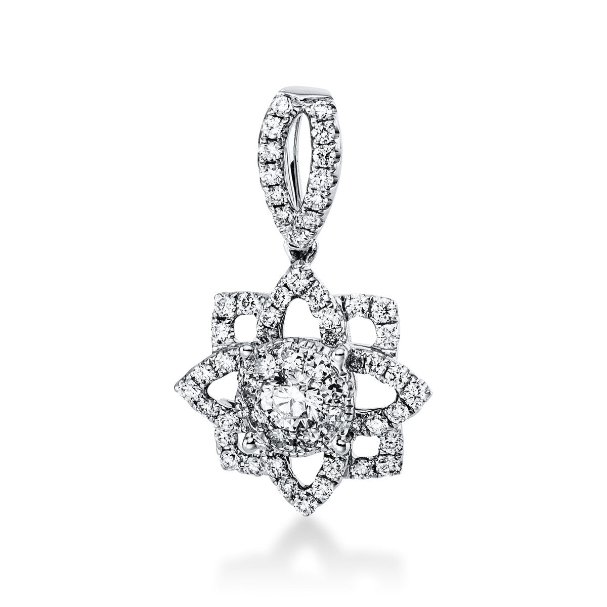 diamond full cut  modern woman pendant in white gold