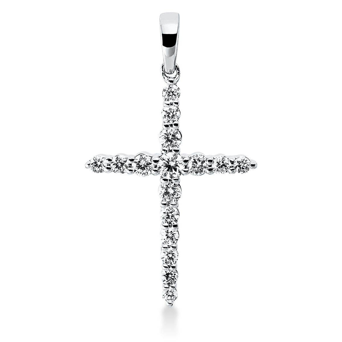 diamond full cut  cross pendant in white gold