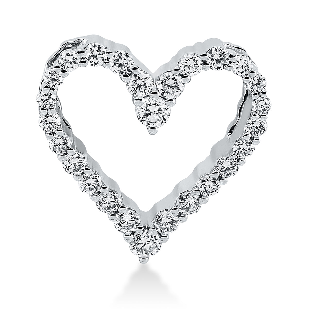 diamond full cut  heart pendant in white gold