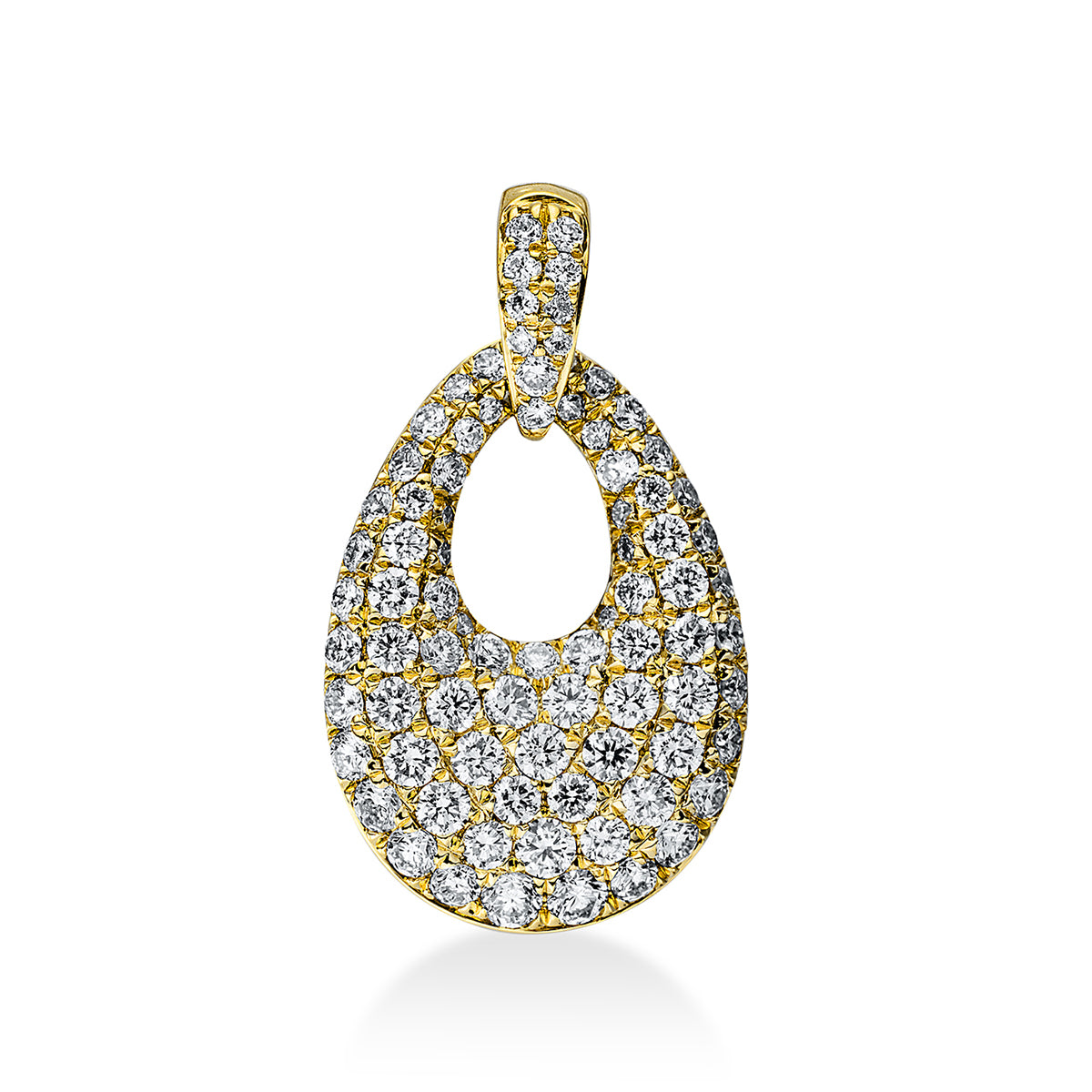 diamond full cut  pavé pendant in yellow gold